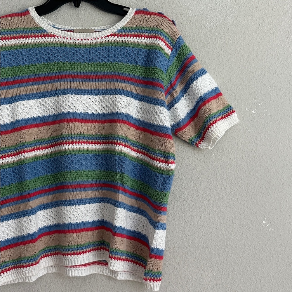 Teddy strip sweater knit top medium - Picture 3 of 6